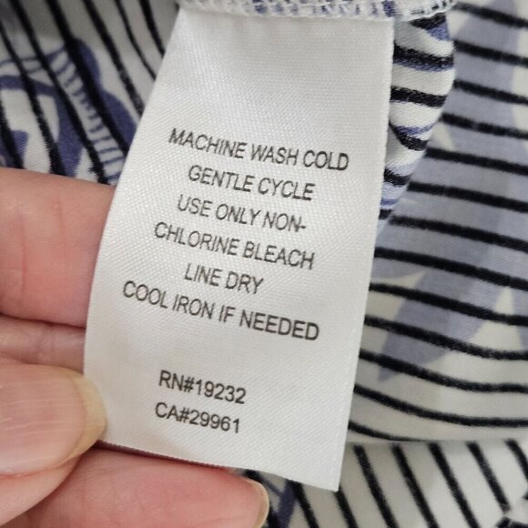 Alfred Dunner Button-Down Blue Sequin Striped Butterfly Poplin Shirt Size 10 - Picture 5 of 7